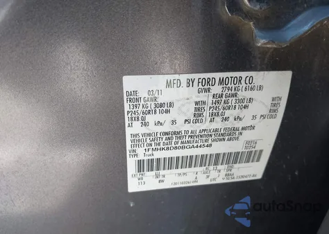 2011 Ford Explorer Xlt из США, поврежденный, VIN 1FMHK8D80BGA44548